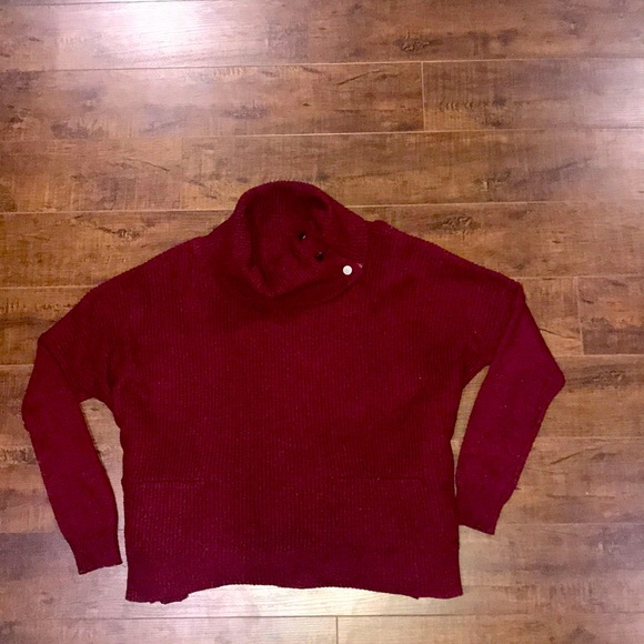 Burgundy Cowl Neck Sweater w Button Detailing - Picture 1 of 1
